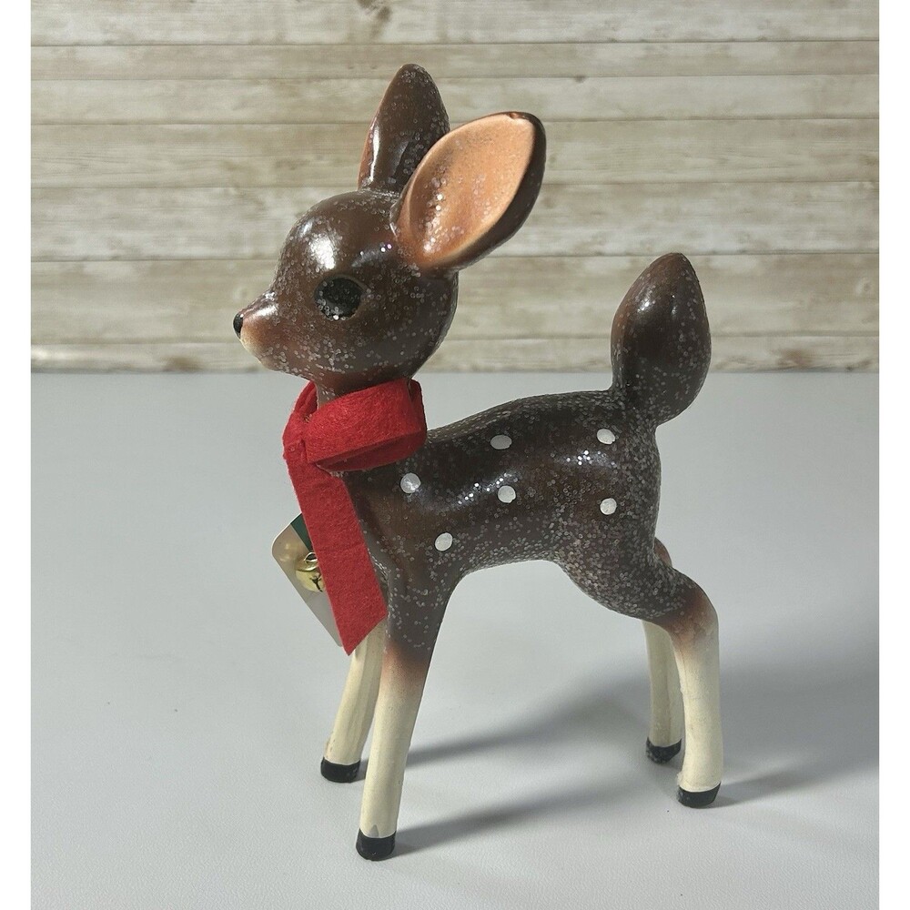Brown Glitter Reindeer Christmas Figurine, Spotted Pattern Sugared Ashland Decor